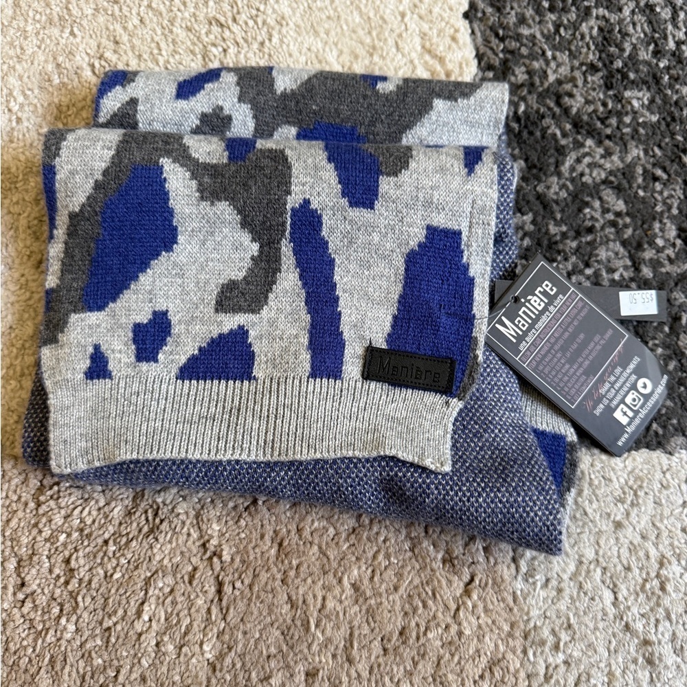 Maniere De Voir Blue and Gray women’s Scarf- Brand New
